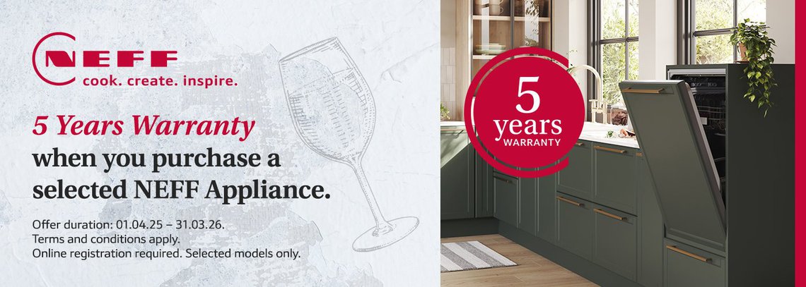 Neff 5 year warranty built in ovens dishwashers and fridge freezers